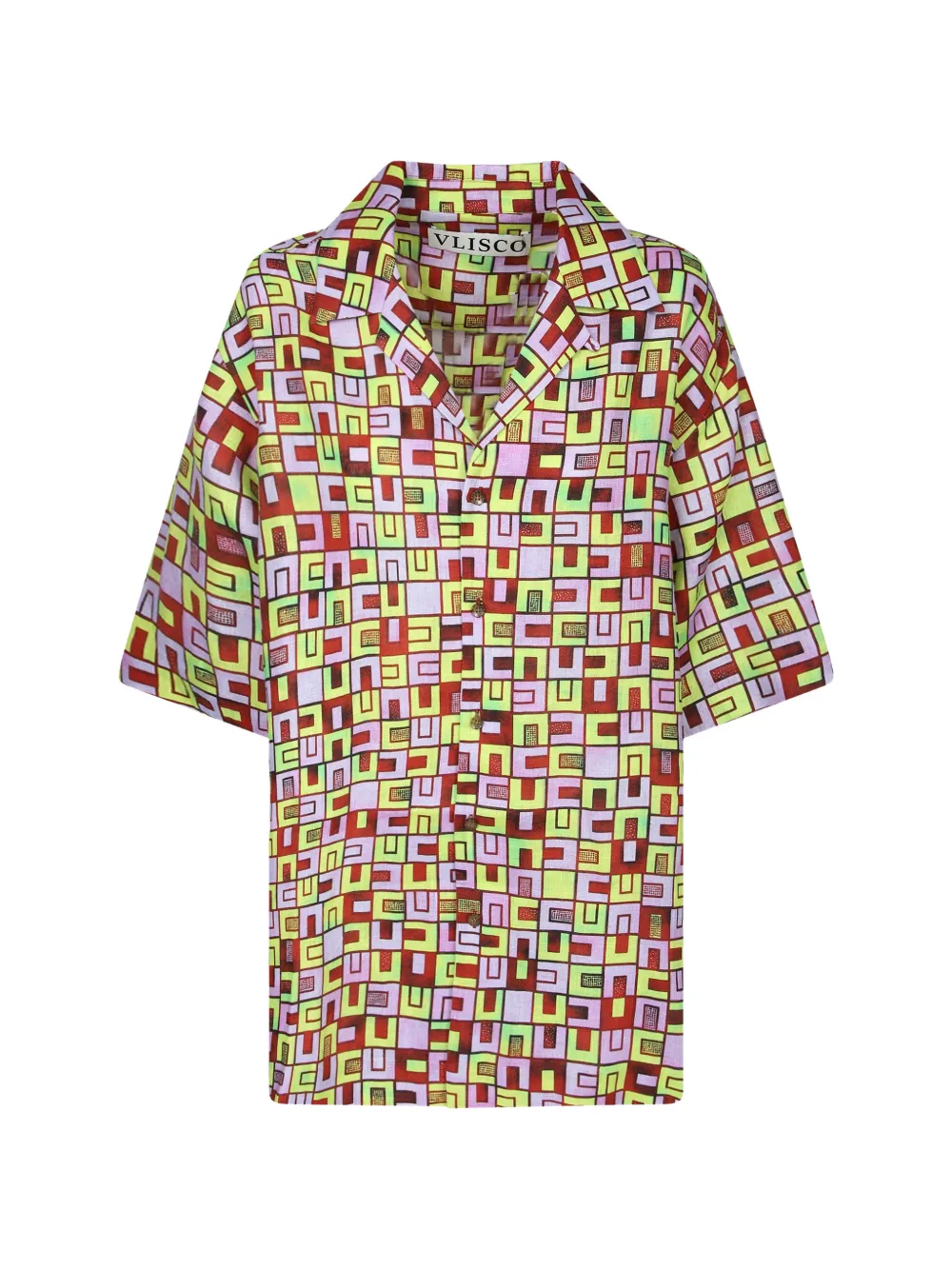 Vlisco Dialogues Boxes geometric-print short-sleeved shirt