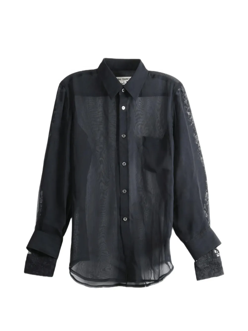 Comme Des Garçons lace-sleeve sheer shirt - Nero