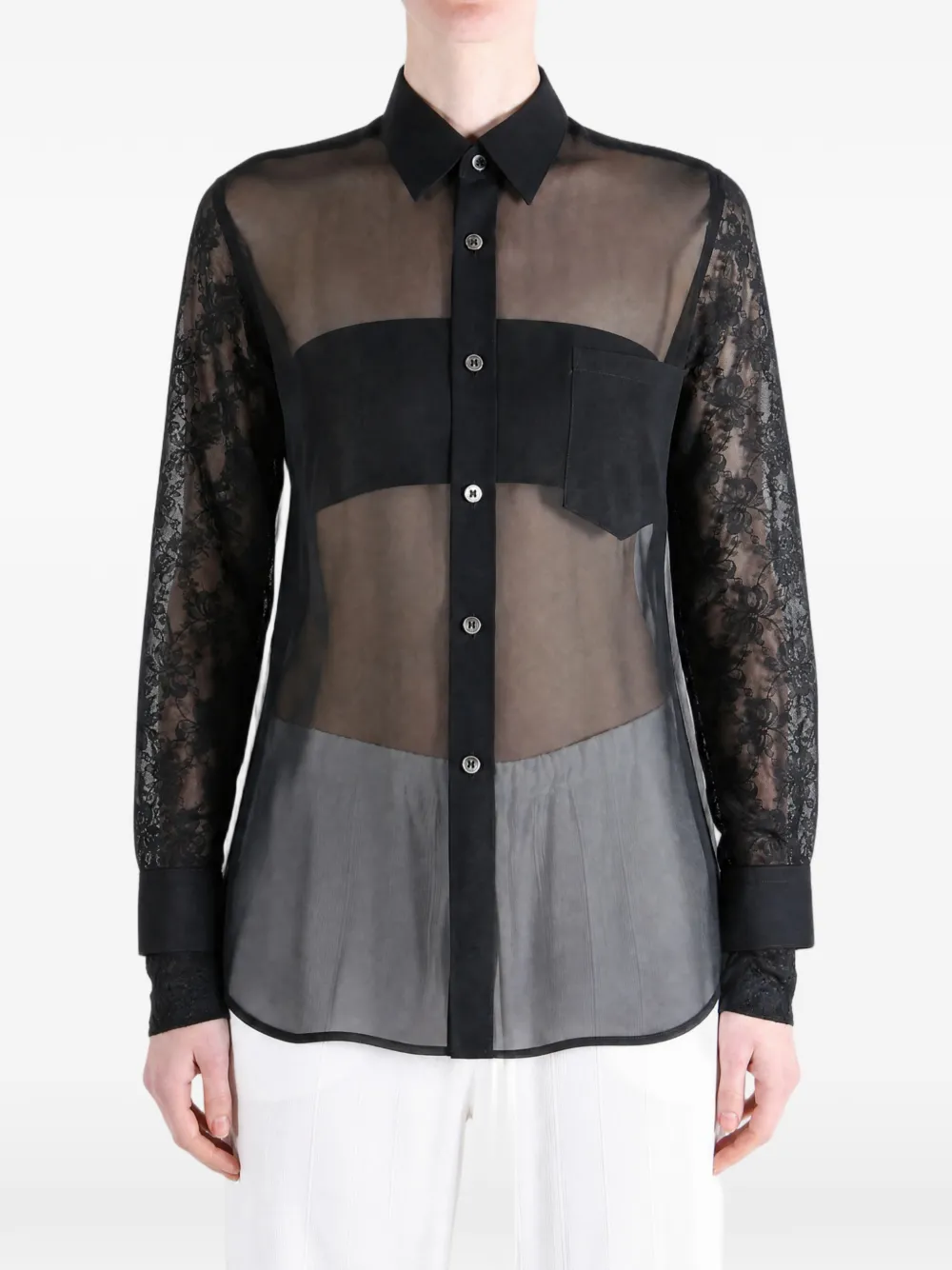 Comme Des Garçons Blouse met kant Zwart