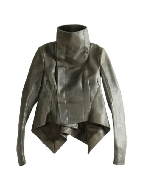 Rick Owens funnel-neck asymmetric leather jacket