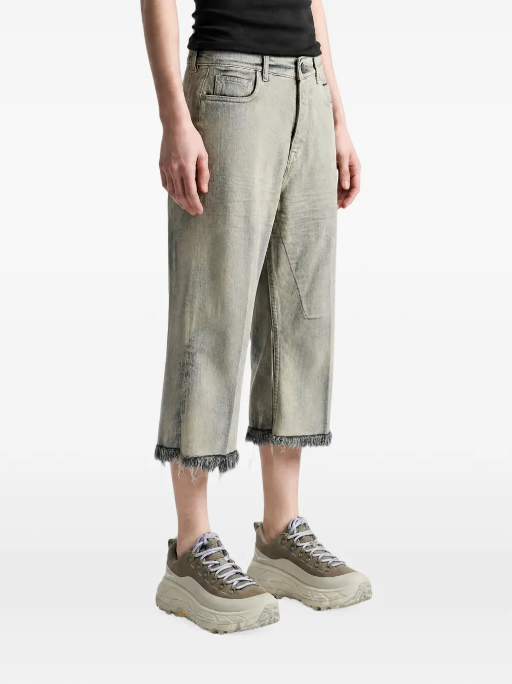 Rick Owens Bolan cropped frayed-hem jeans Grijs