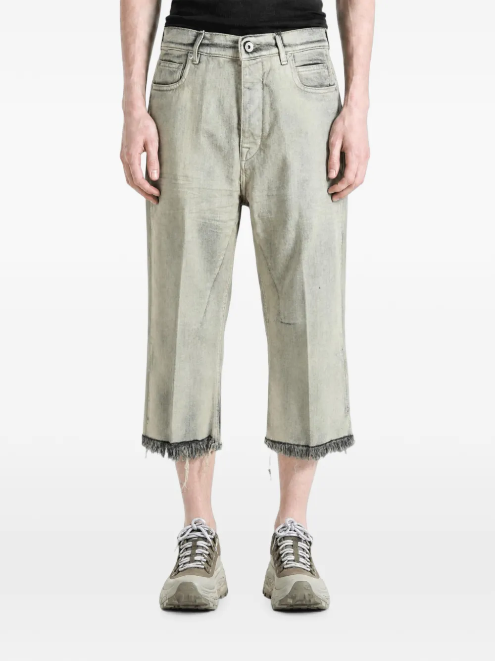 Rick Owens Bolan cropped frayed-hem jeans Grijs