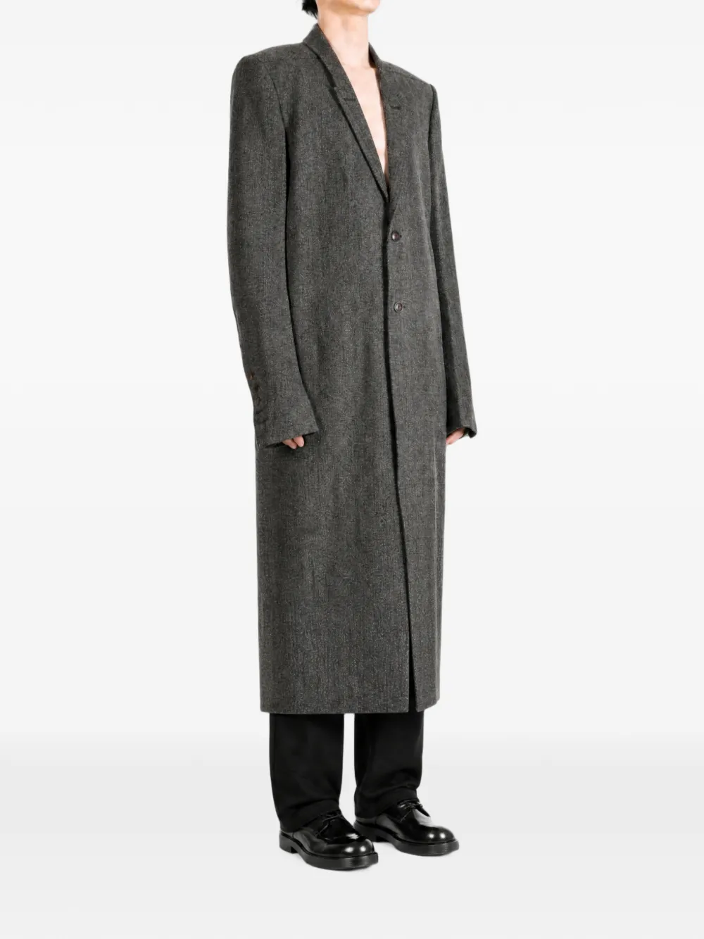 Rick Owens Concordian wollen jas met enkele rij knopen Grijs