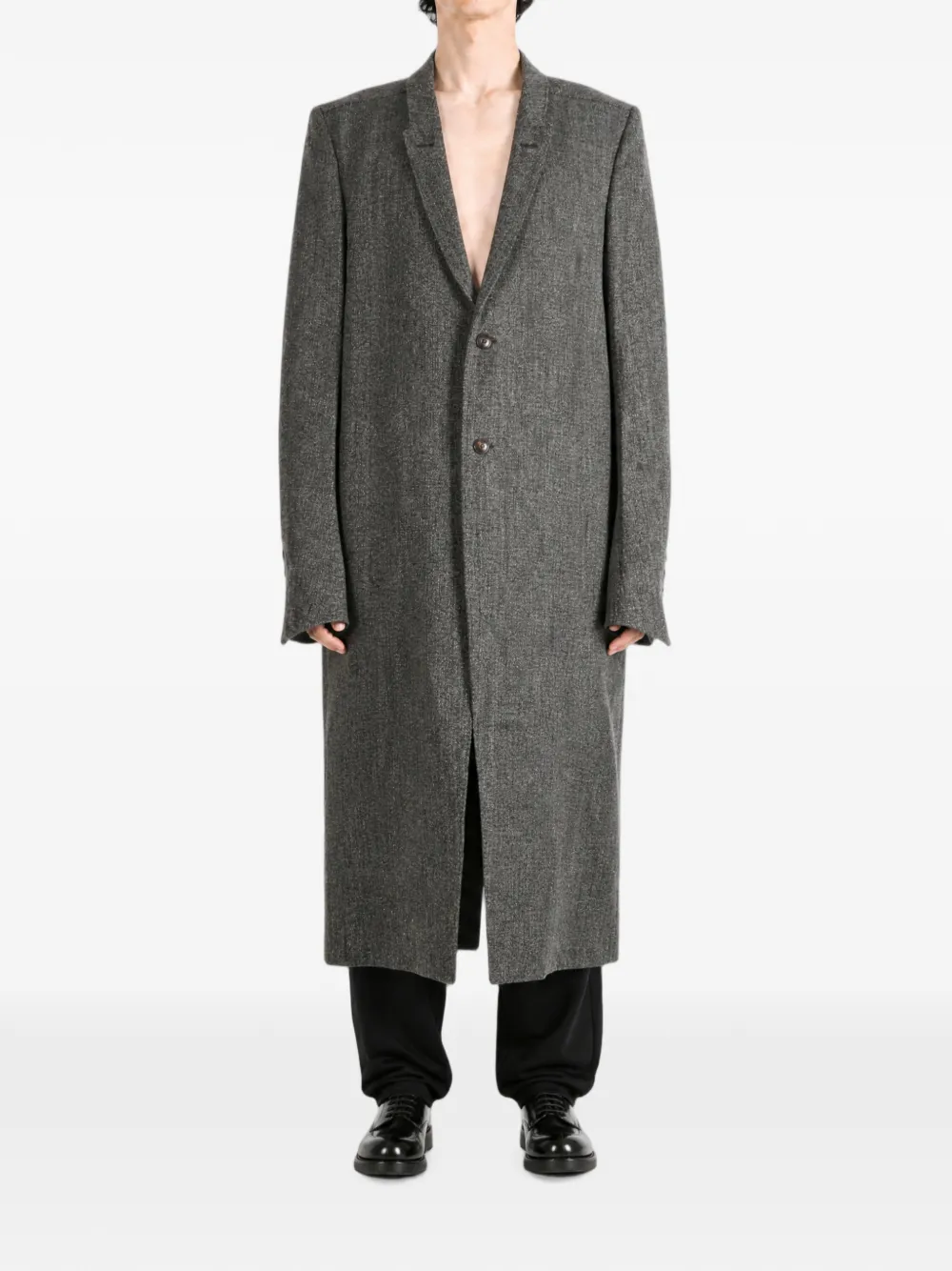 Rick Owens Concordian wollen jas met enkele rij knopen Grijs