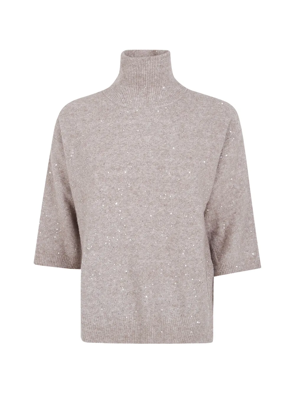Seventy sequin-embellished high-neck fine-knit top - Marrone