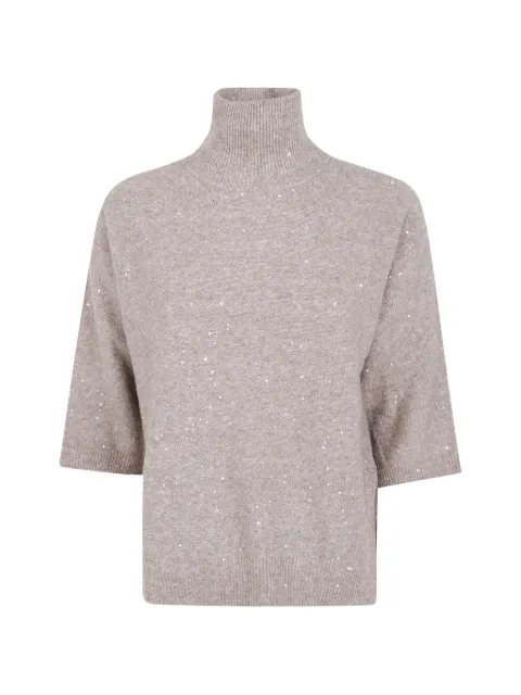 Seventy sequin-embellished high-neck fine-knit top