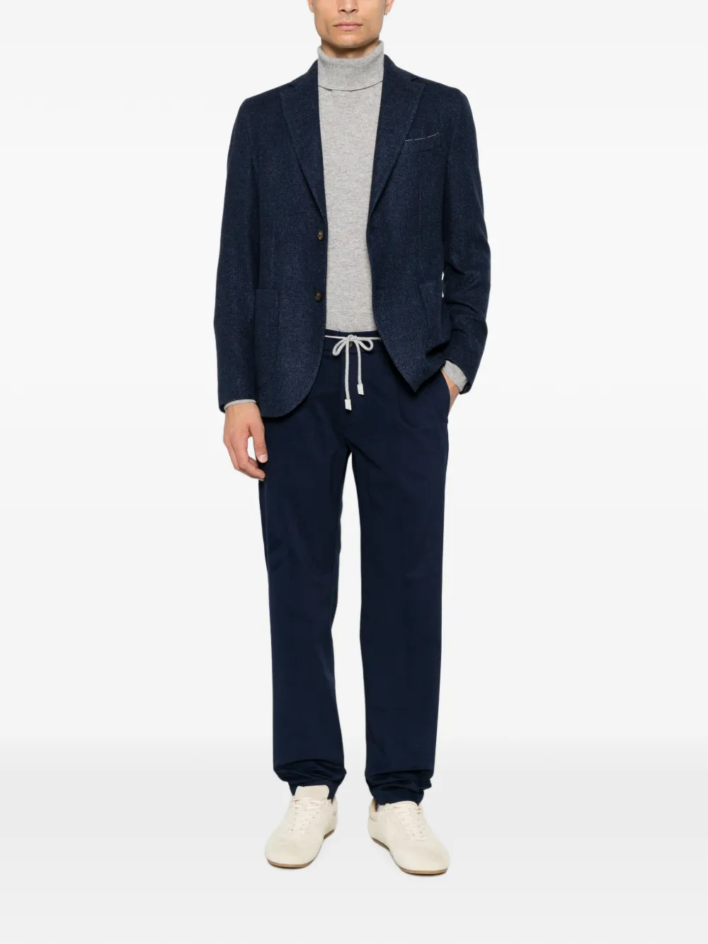 Eleventy Broek met trekkoord Blauw