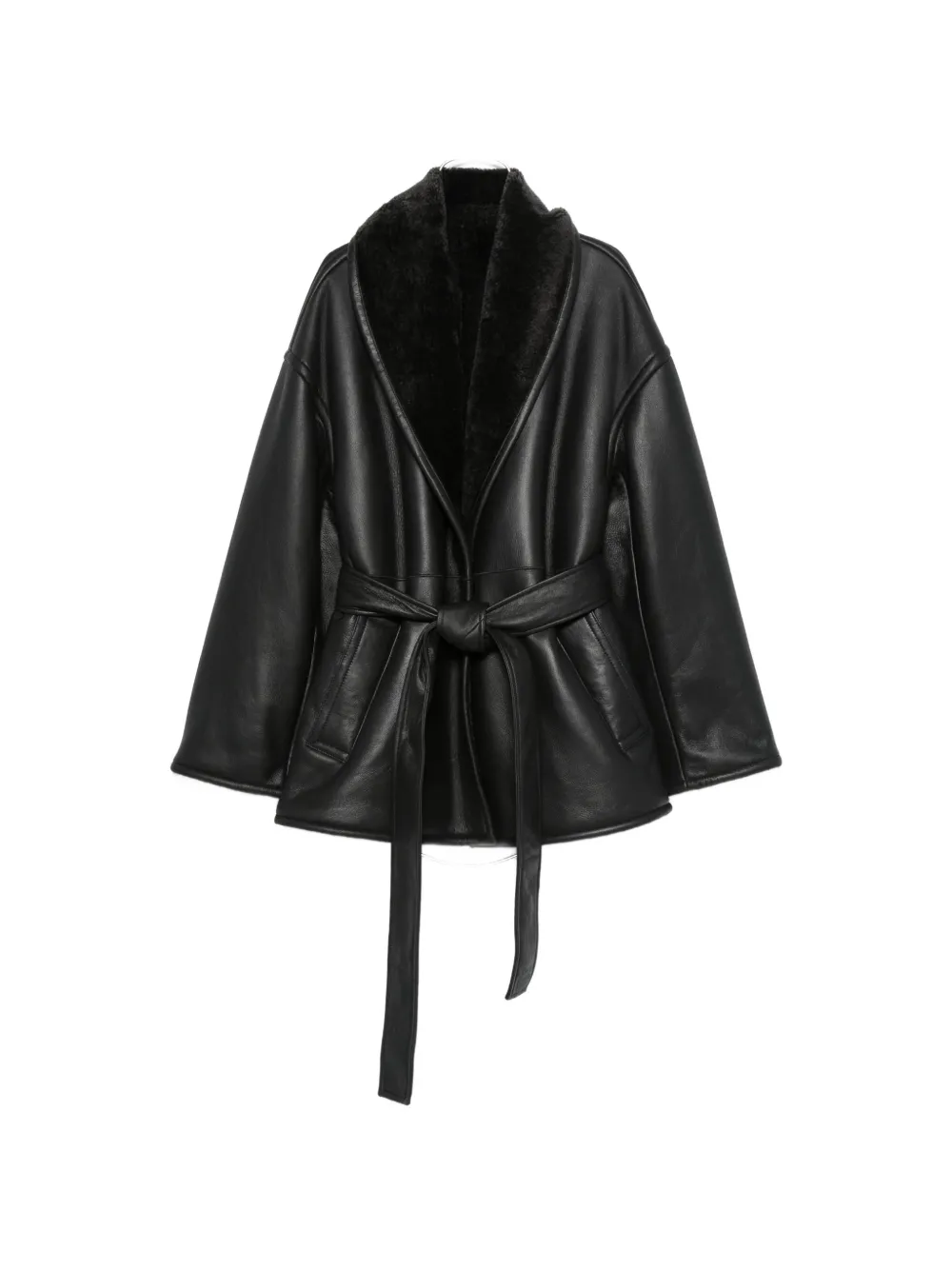 Joseph Manu Leather Coat In 블랙