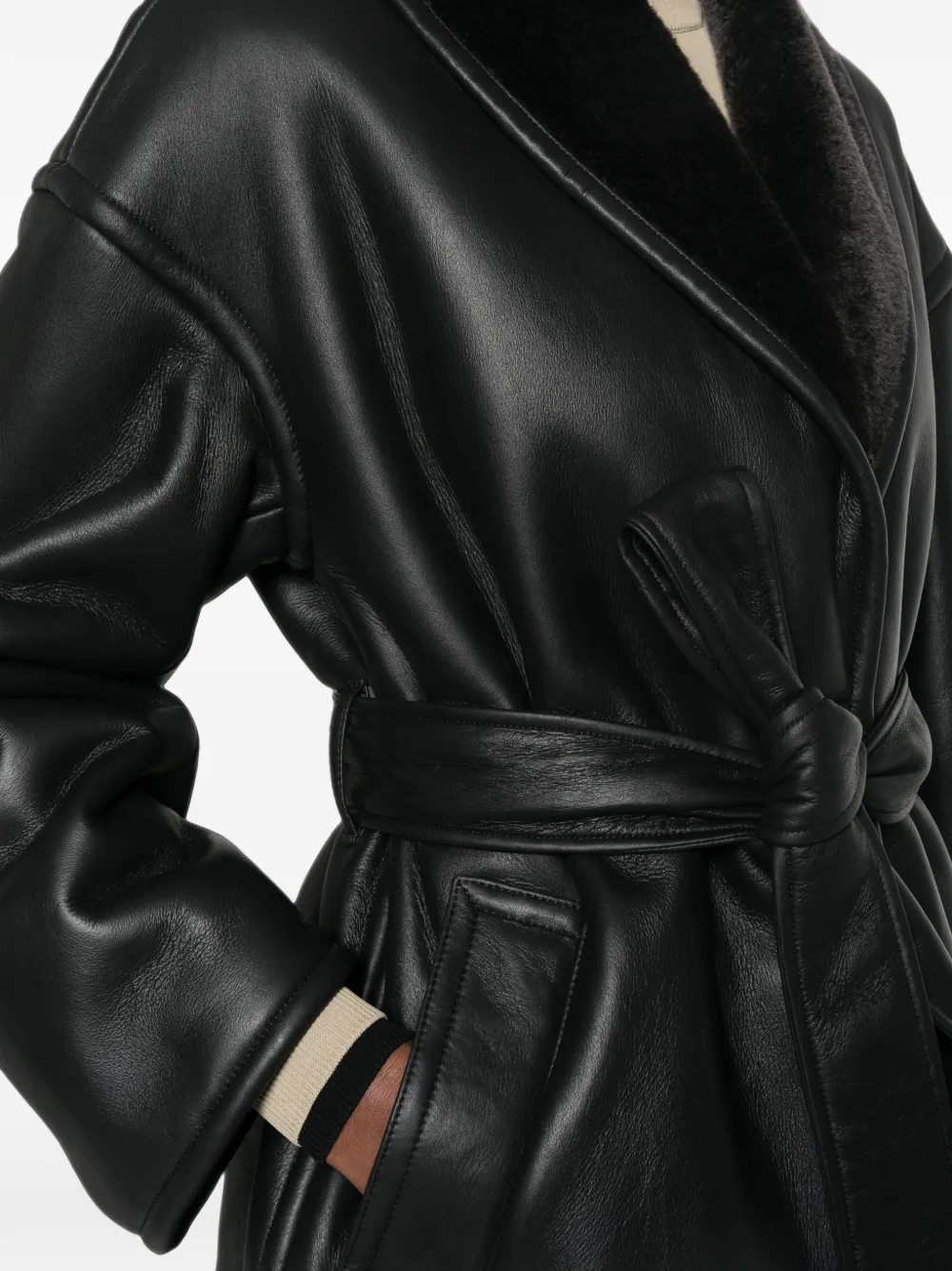 Joseph Manu Leather Coat In 블랙