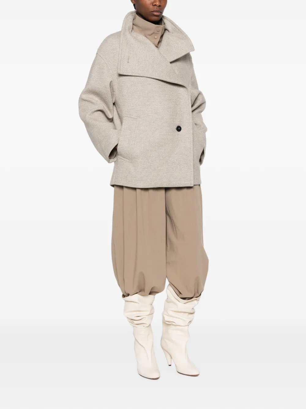 Joseph Isaia Double-breasted Coat In Neutrals
