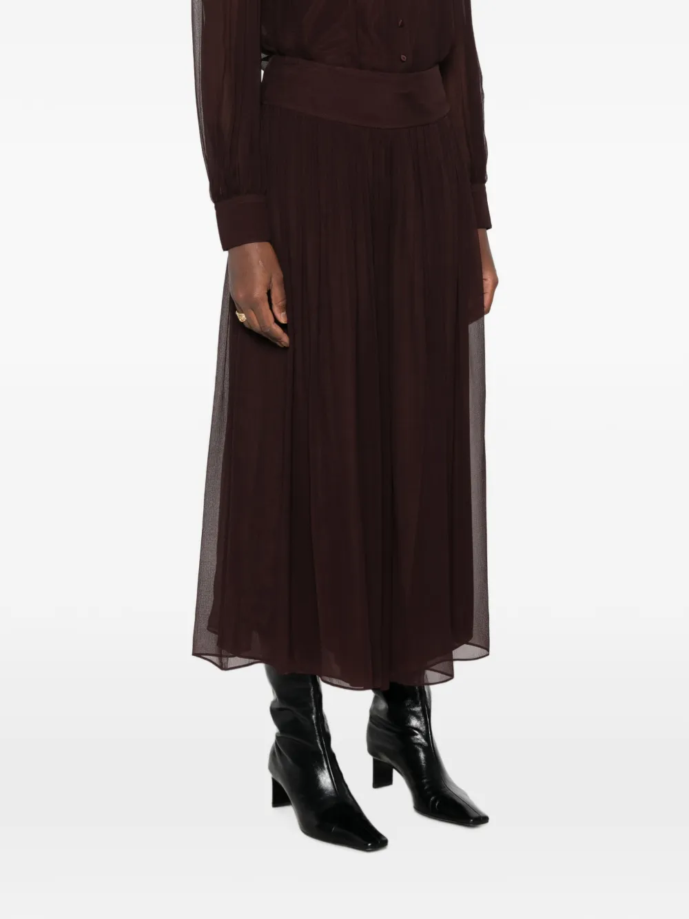 JOSEPH Ale zijden chiffon palazzo broek Bruin