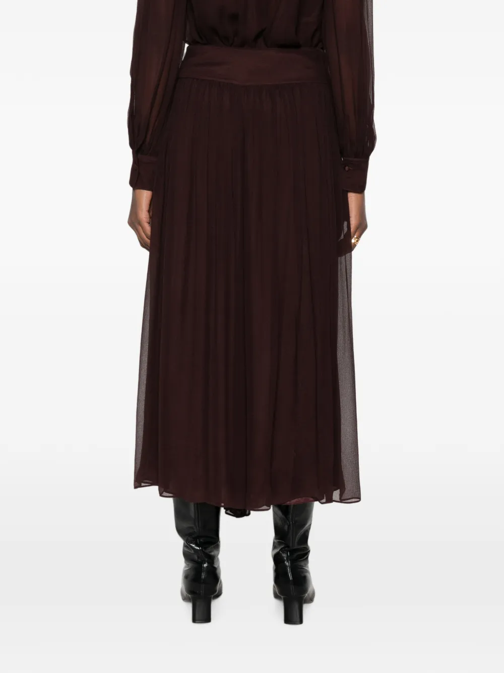 JOSEPH Ale zijden chiffon palazzo broek Bruin