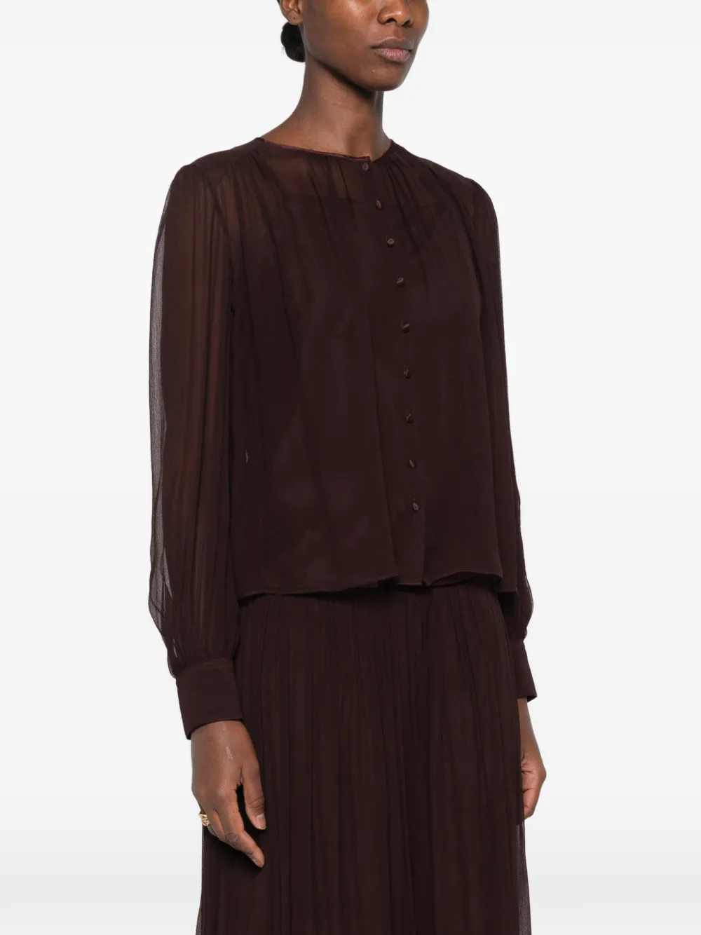 JOSEPH Elisa zijden chiffon blouse Rood