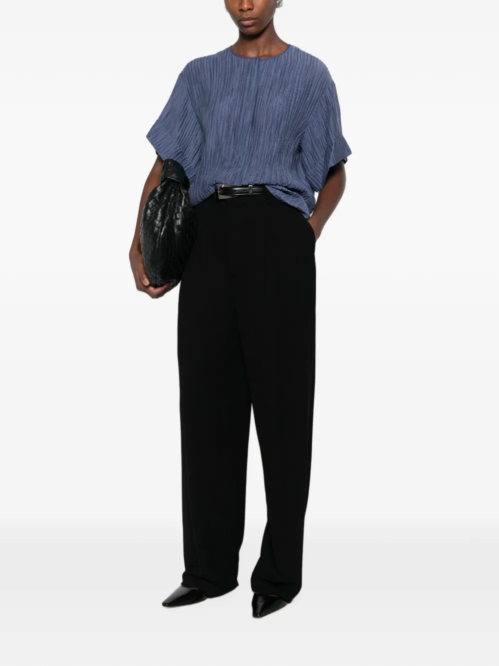 JOSEPH Blouse met korte mouwen en gekreukt effect Blauw