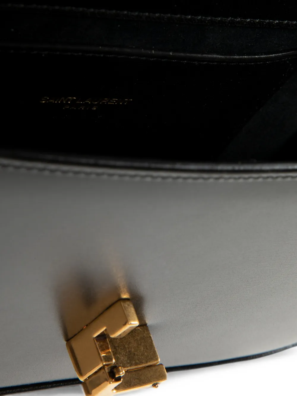 Saint Laurent Cassandre calf leather shoulder bag Zwart