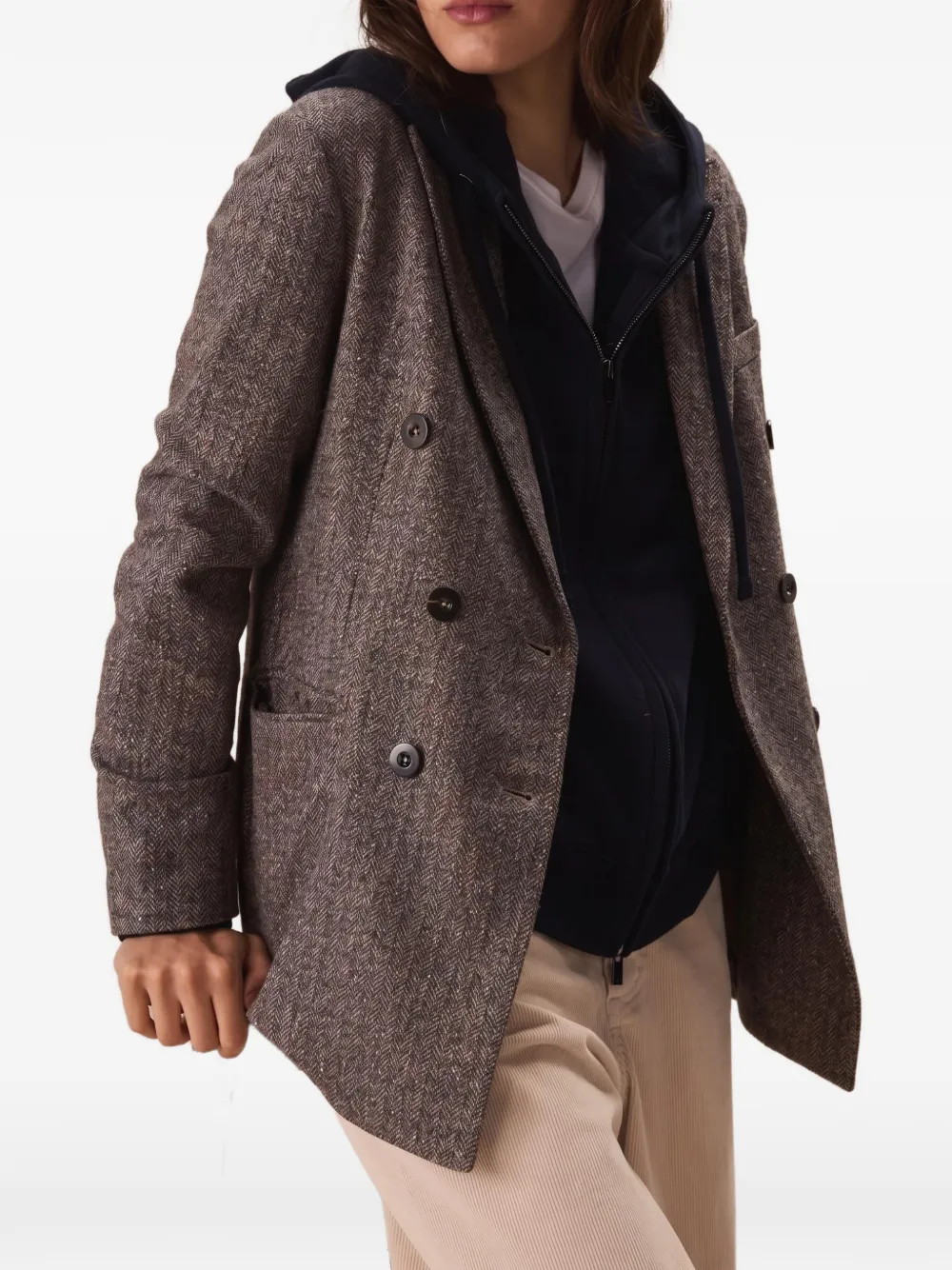 Circolo 1901 herringbone-pattern double-breasted blazer Bruin
