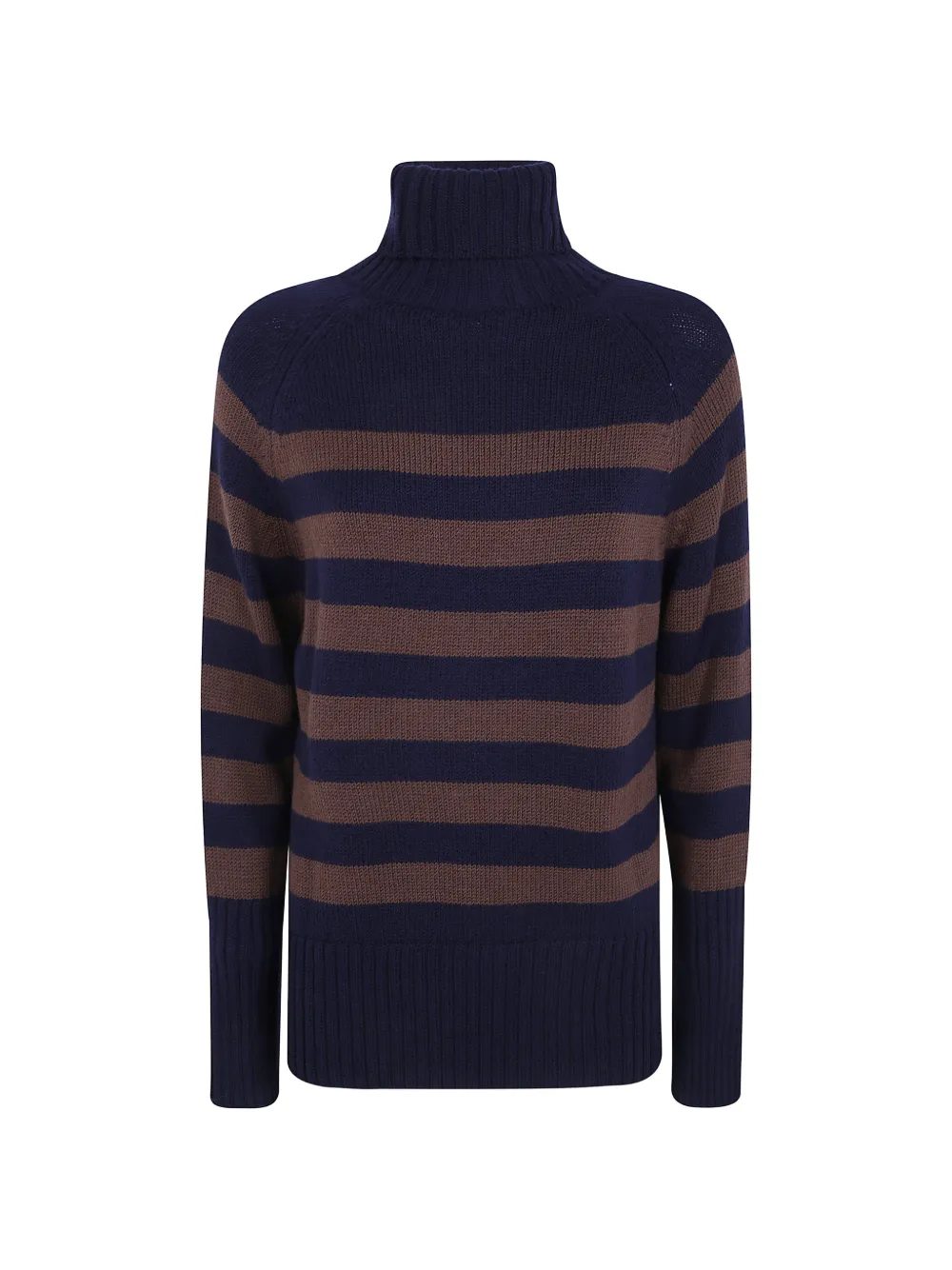 base striped roll-neck knit - Blau