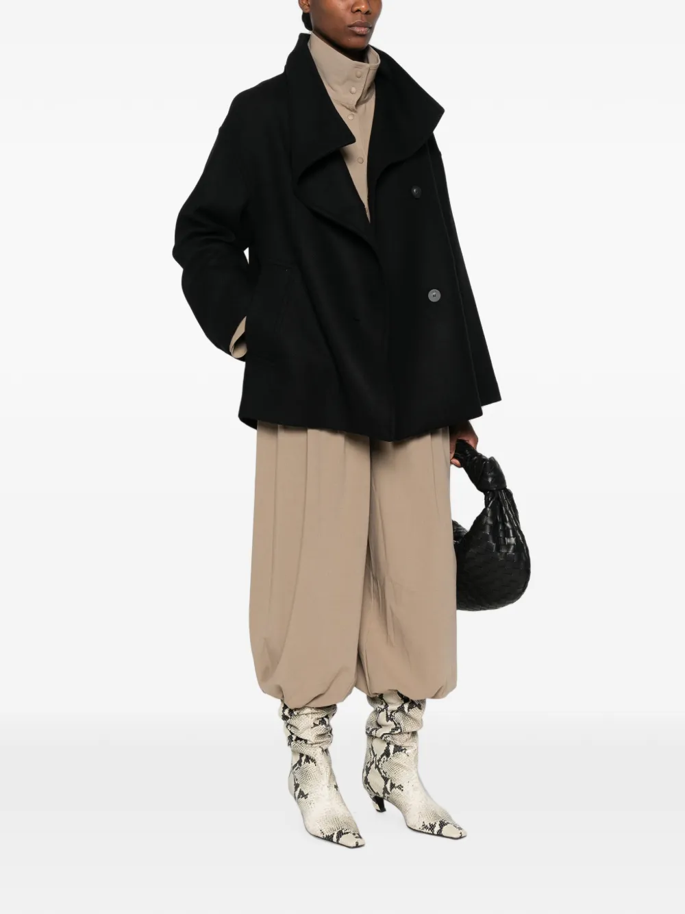 Joseph Isaia Double-breasted Coat In Black