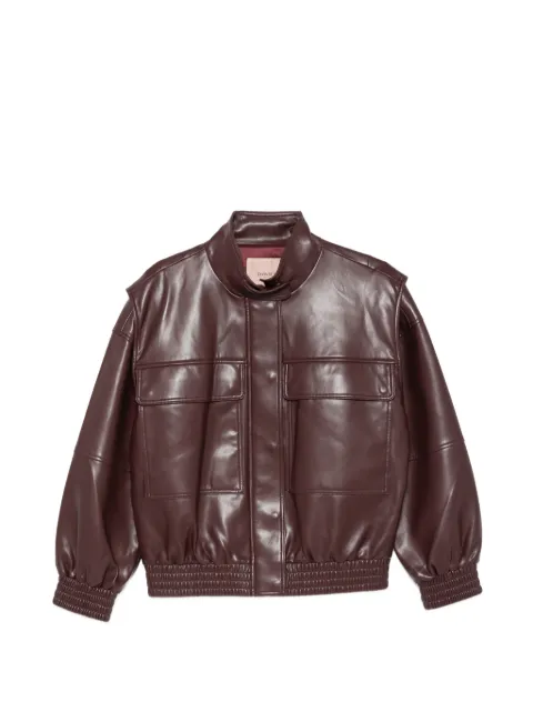 TWINSET high-neck leather jacket
