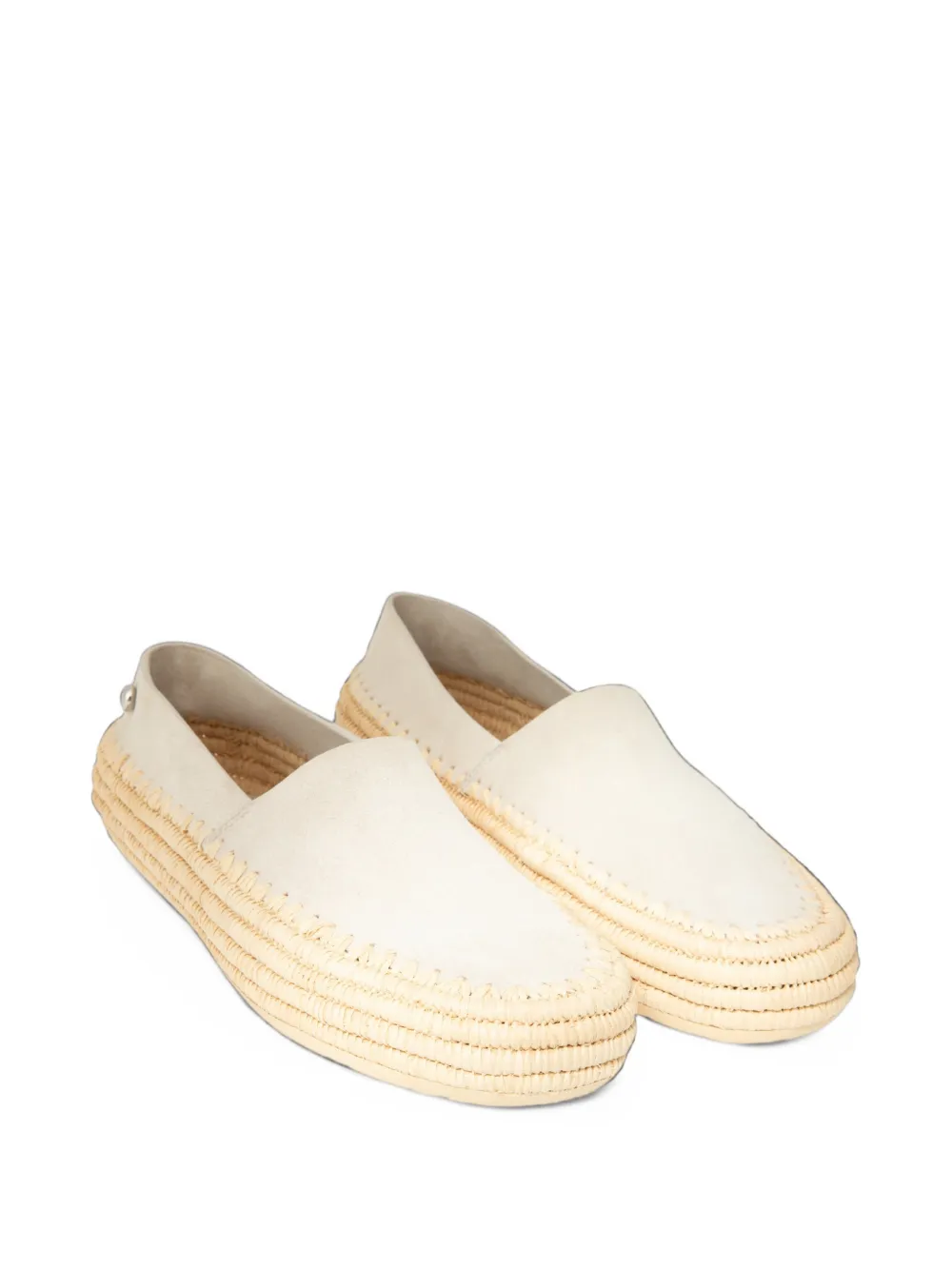 LOEWE Rio slipper in suede and raffia - Neutrals