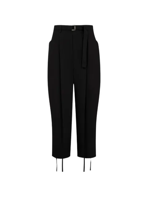 sacai belted pleated tailored trousers