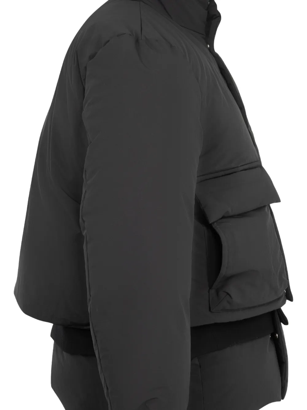 sacai layered-design padded jacket Zwart