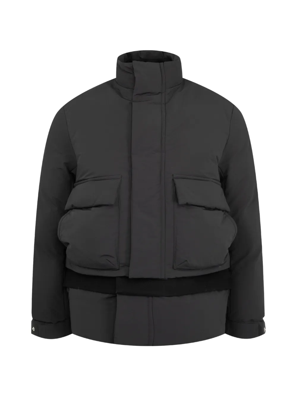 sacai layered-design padded jacket Zwart
