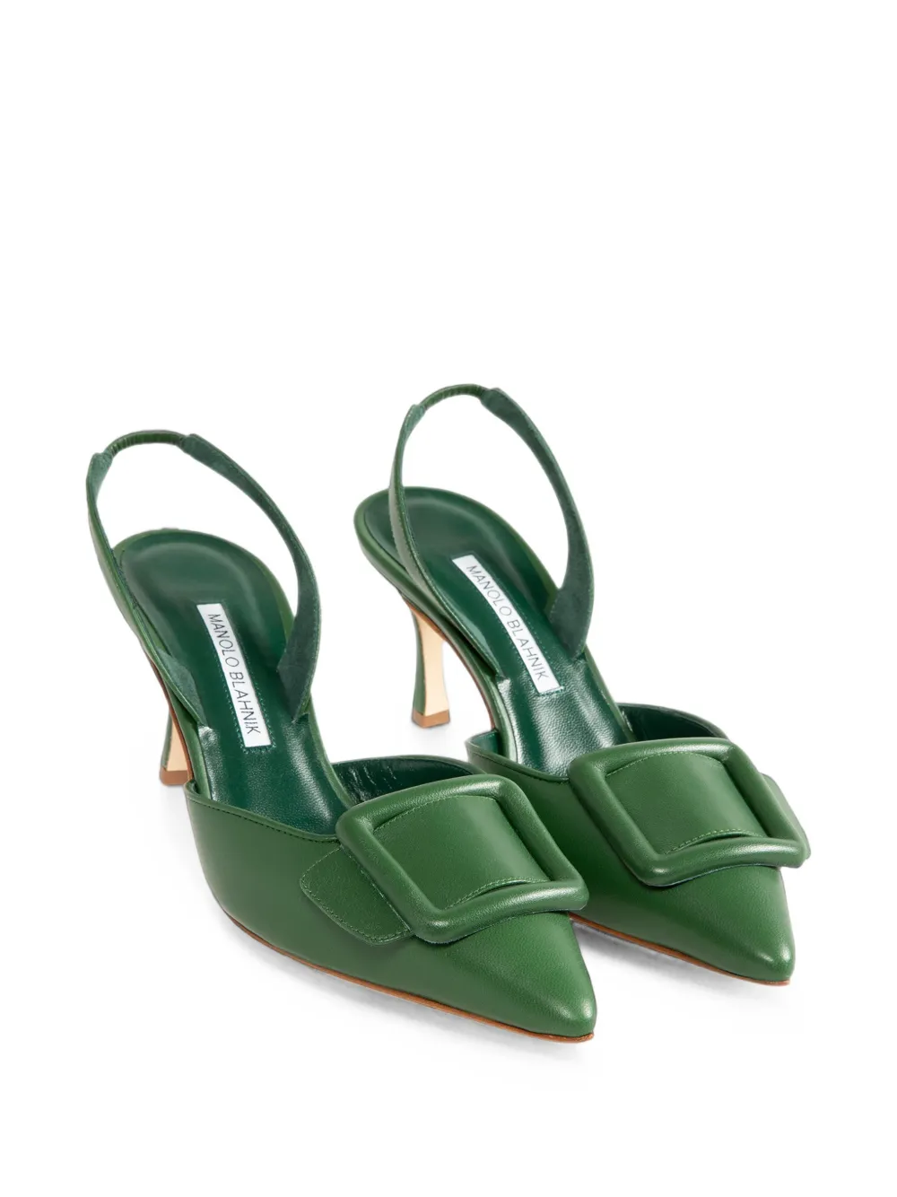 Manolo Blahnik Maysli buckle-detail slingback pumps Groen