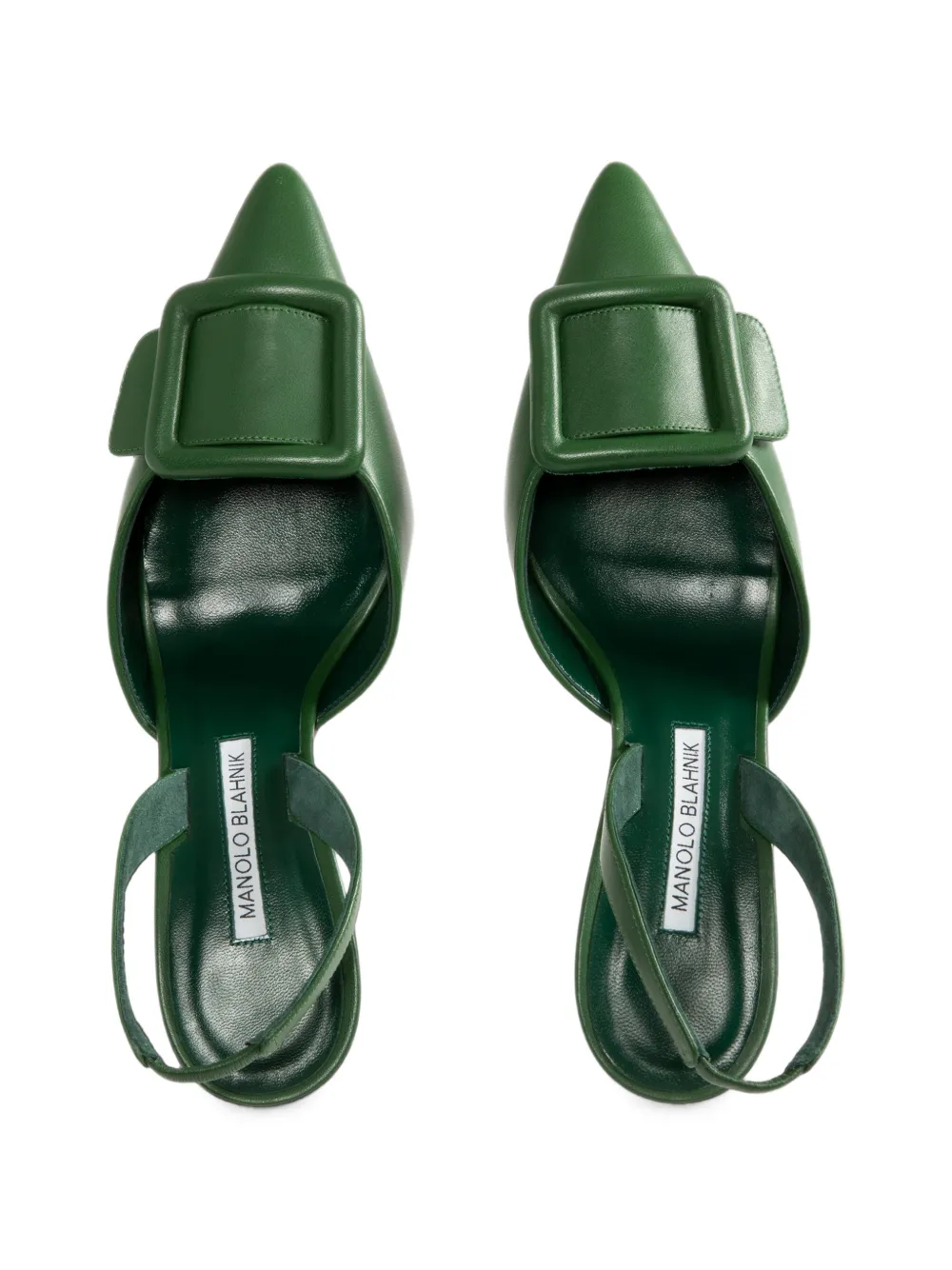Manolo Blahnik Maysli buckle-detail slingback pumps Groen