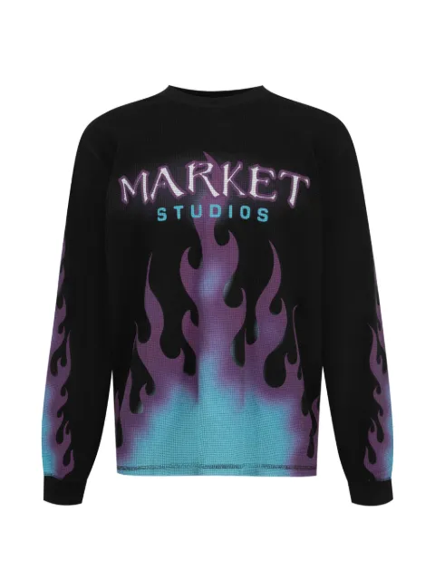 MARKET logo-print waffle-knit T-shirt