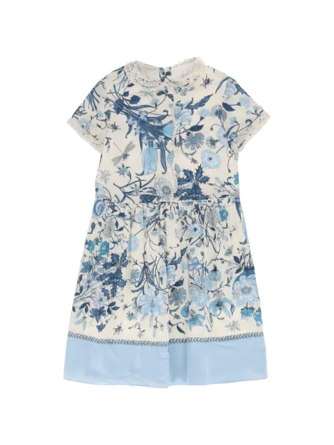 Gucci Kids floral-print lace-trim dress