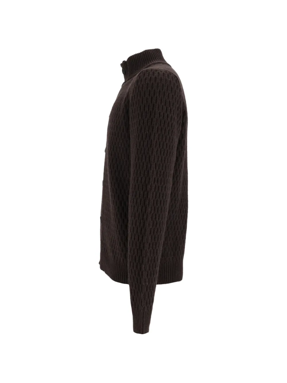 Peserico Gebreid vest met honingraat-patroon en knopen Bruin