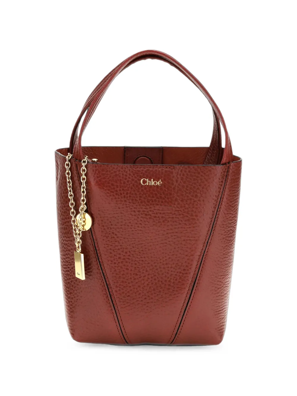 Chloé small Spin leather shoulder bag - Marrone