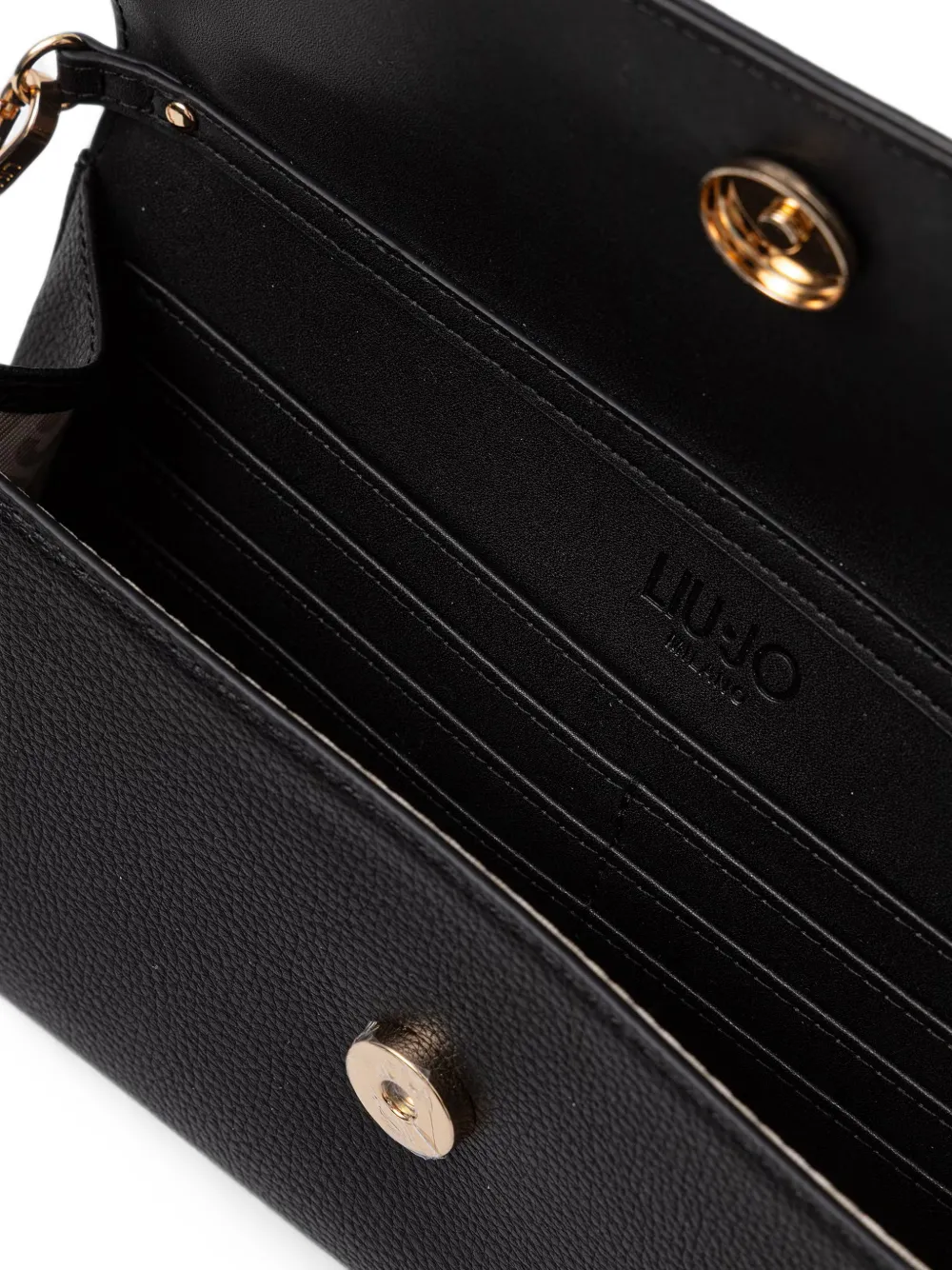 LIU JO Clutch met logoplakkaat en kettingband Zwart