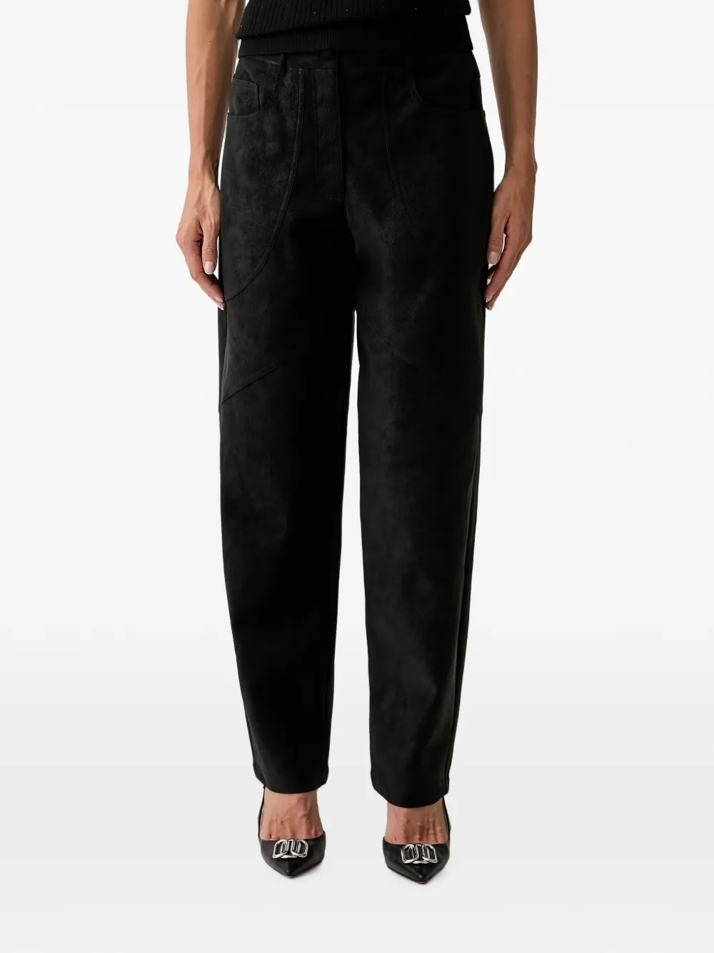 LIU JO suede-effect panelled trousers - Nero