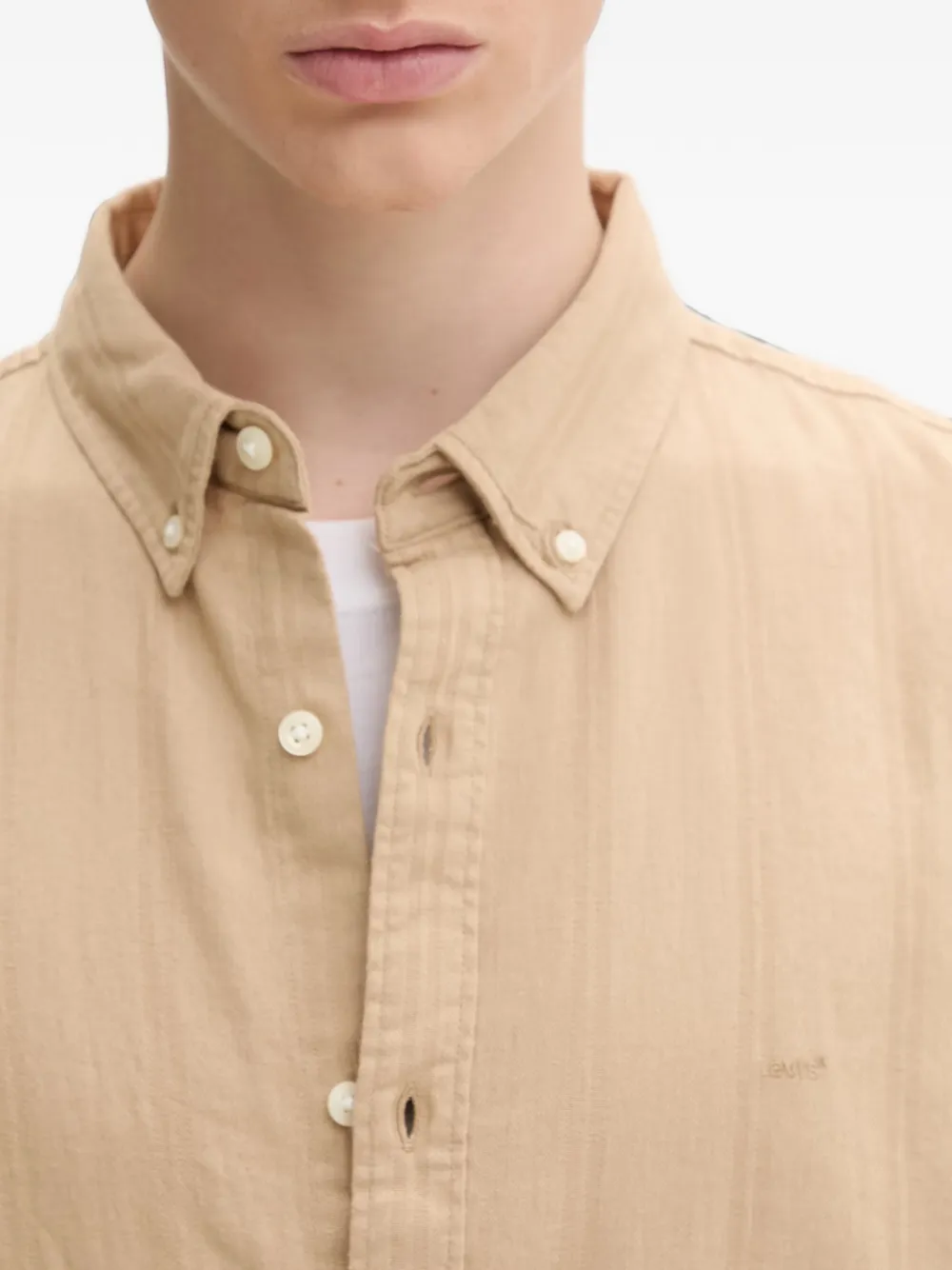 Levi's button-down collar striped shirt Beige