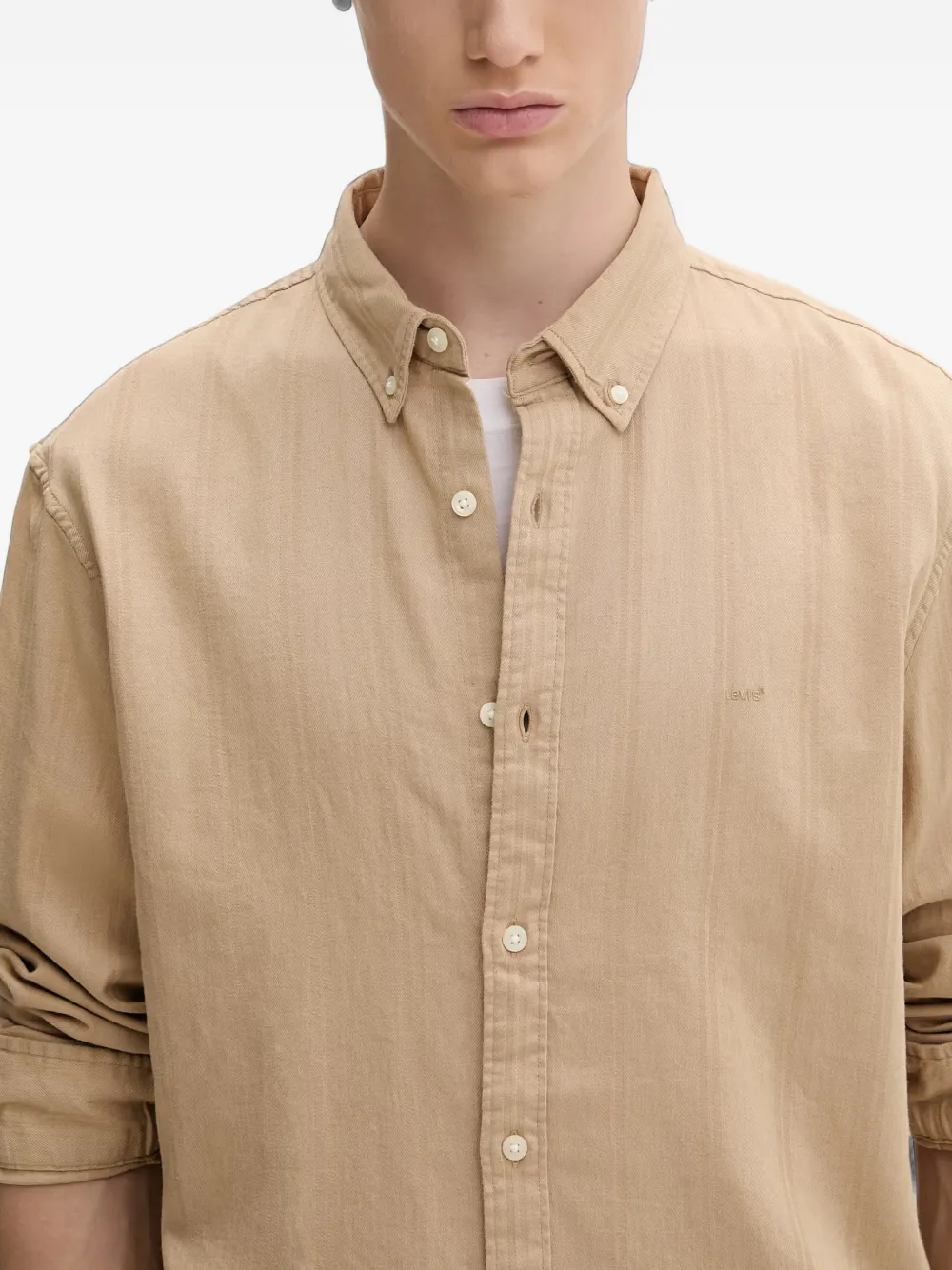 Levi's button-down collar striped shirt Beige
