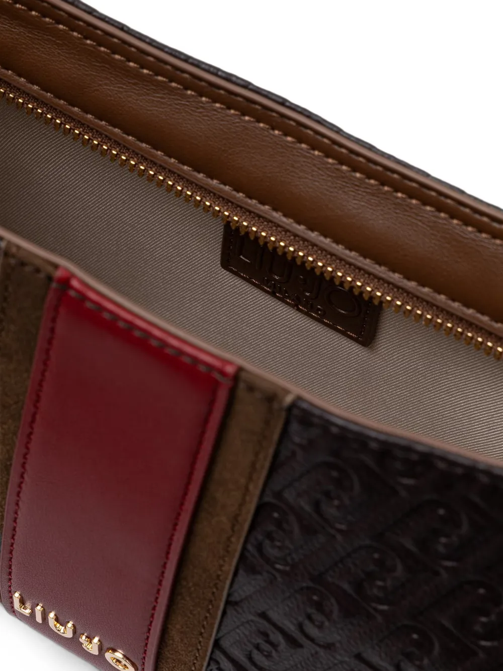 LIU JO small logo-embossed striped cross-body bag Bruin