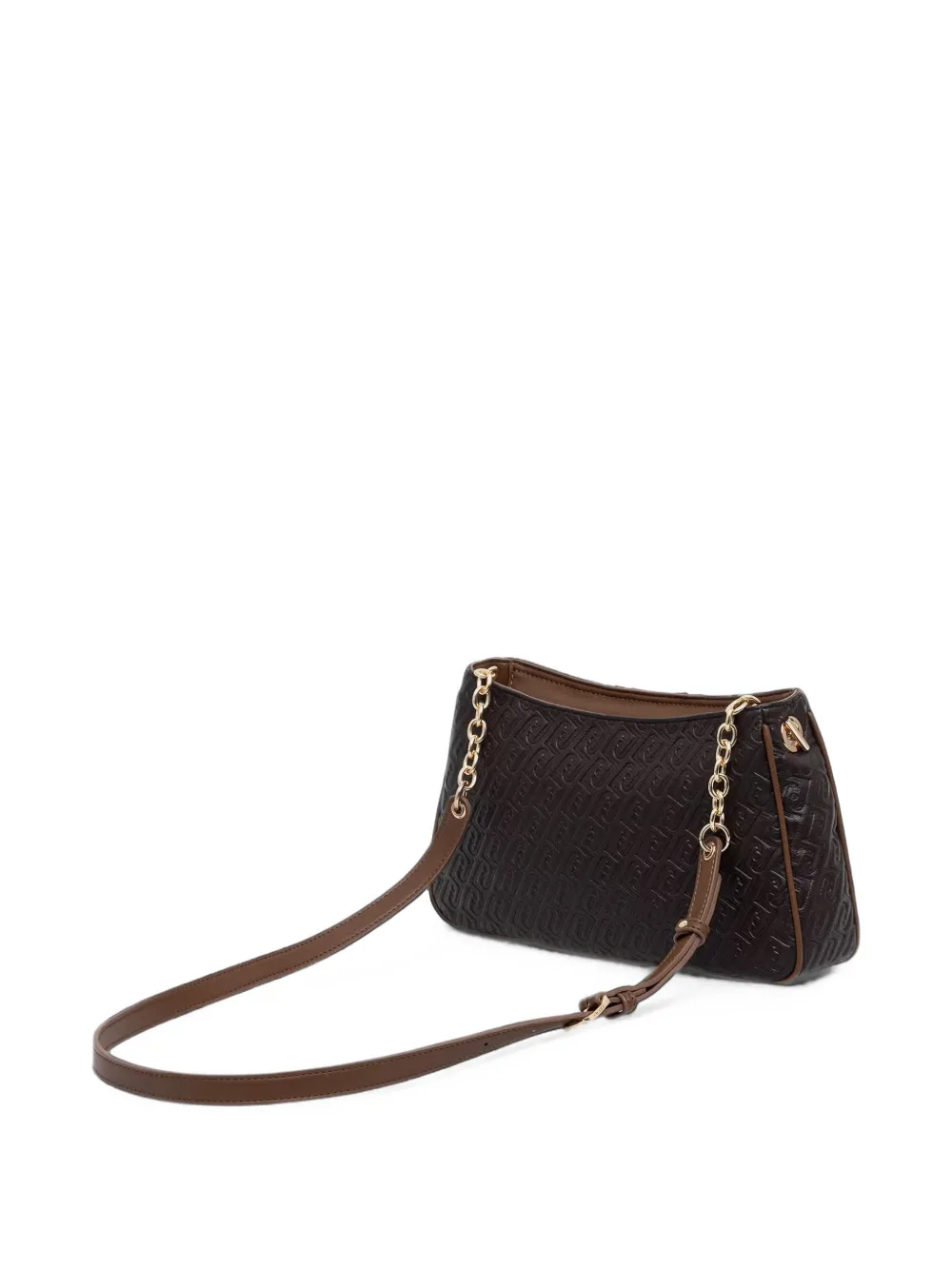 LIU JO small logo-embossed striped cross-body bag Bruin