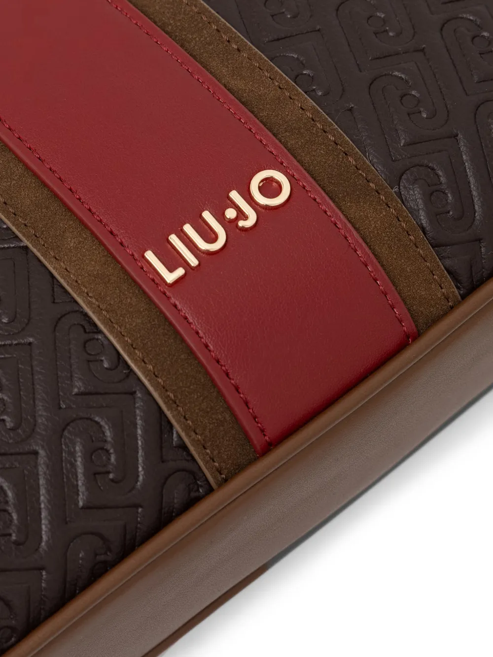 LIU JO small logo-embossed striped cross-body bag Bruin
