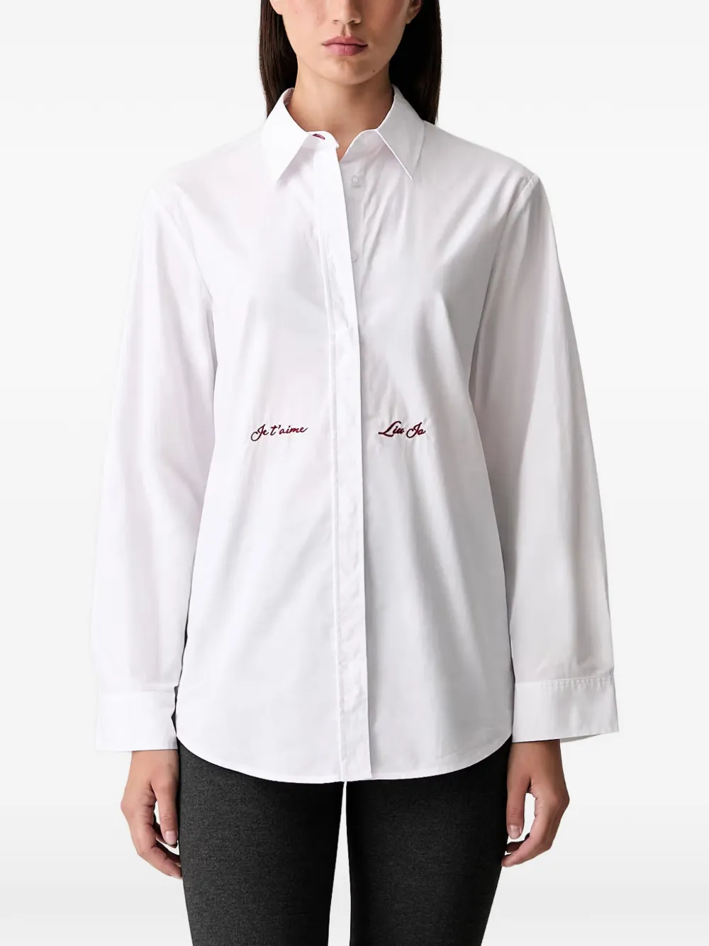 LIU JO embroidered-logo shirt - Bianco