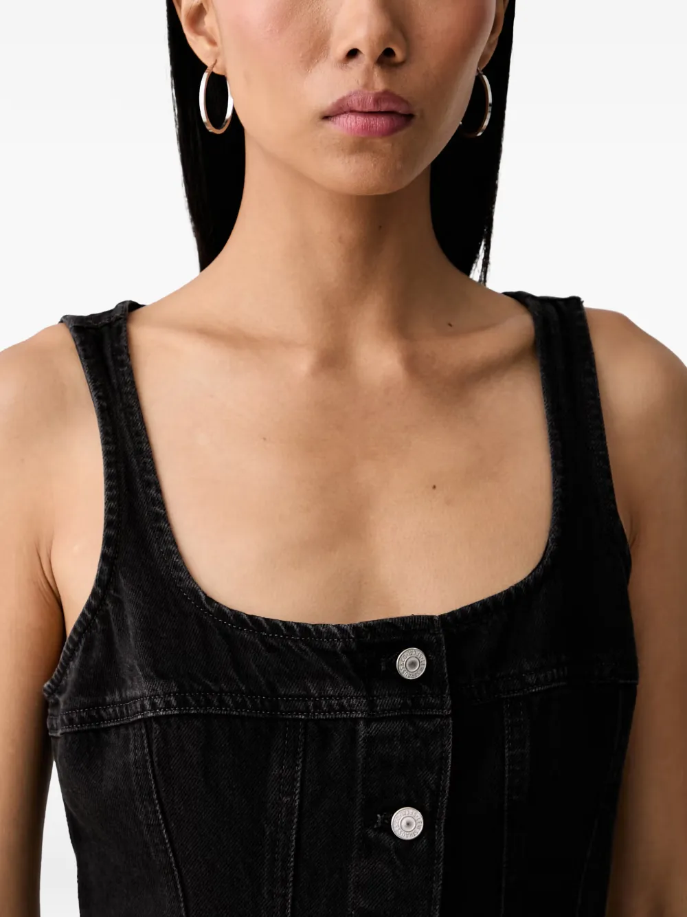 Levi's Audra Tank button-up sleeveless mini dress Zwart