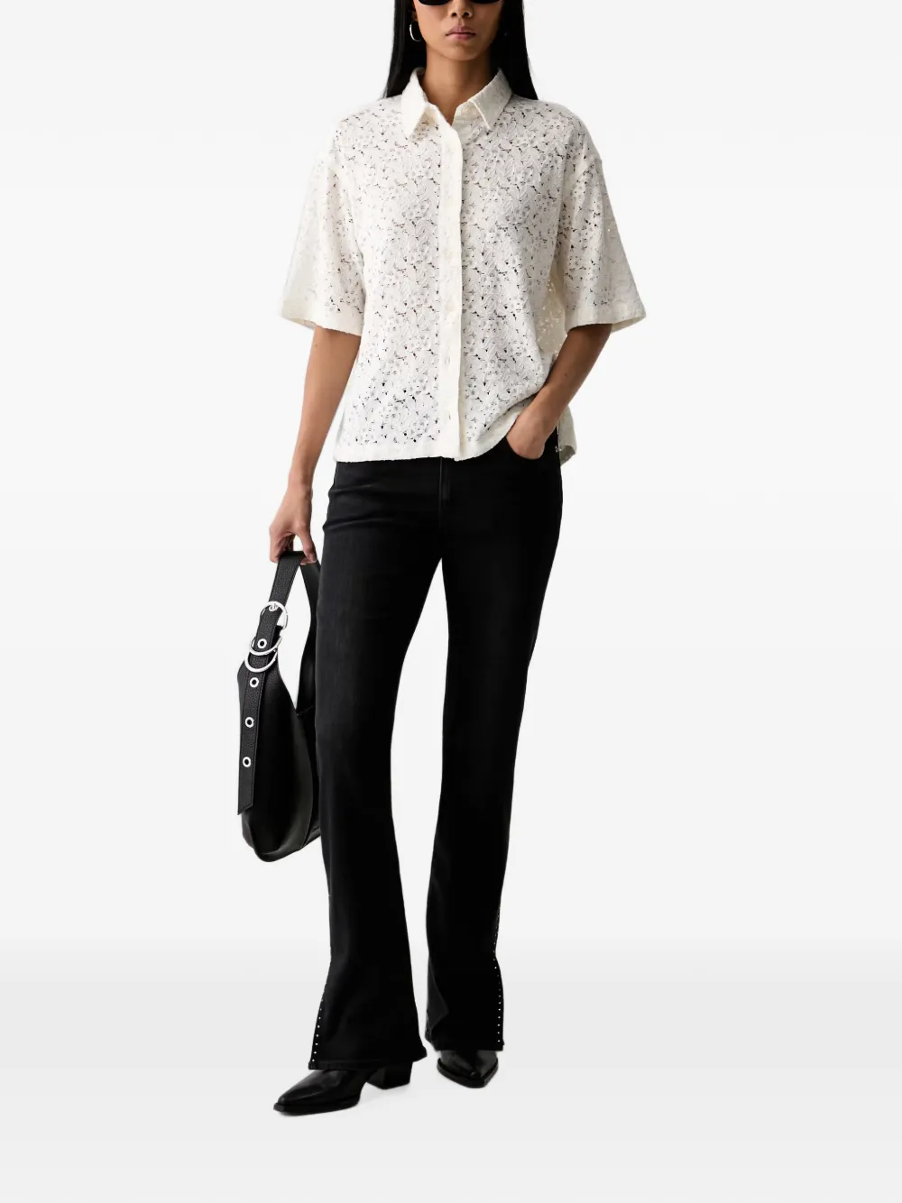 Levi's Harlie lace short-sleeve shirt Wit
