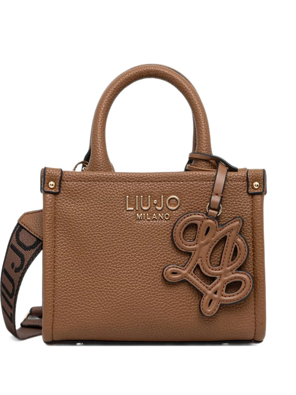 LIU JO mini bag with jacquard shoulder strap - Marrone