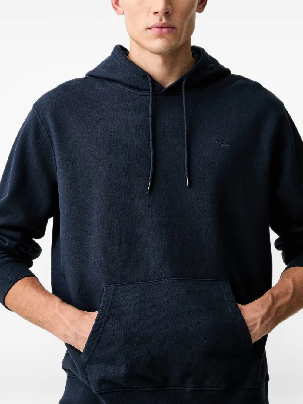 Levi's logo-embroidered drawstring hoodie Blauw