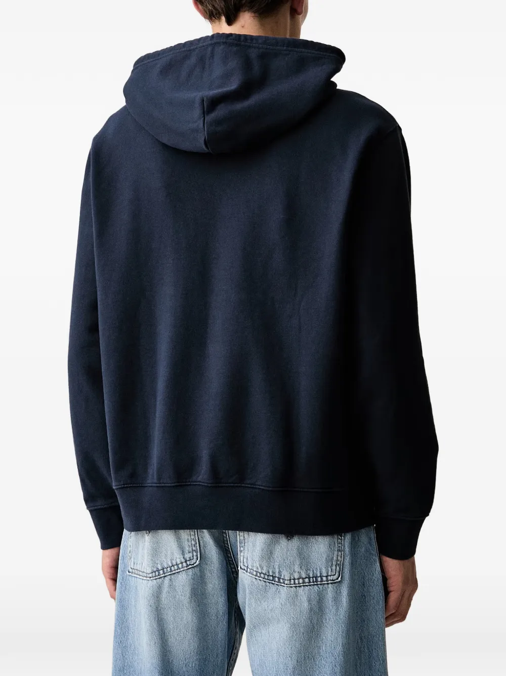 Levi's logo-embroidered drawstring hoodie Blauw