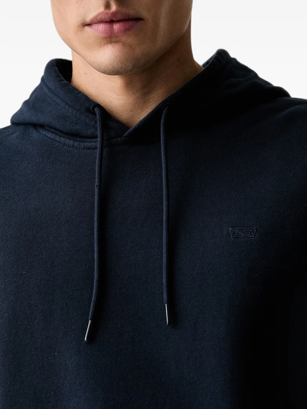 Levi's logo-embroidered drawstring hoodie Blauw