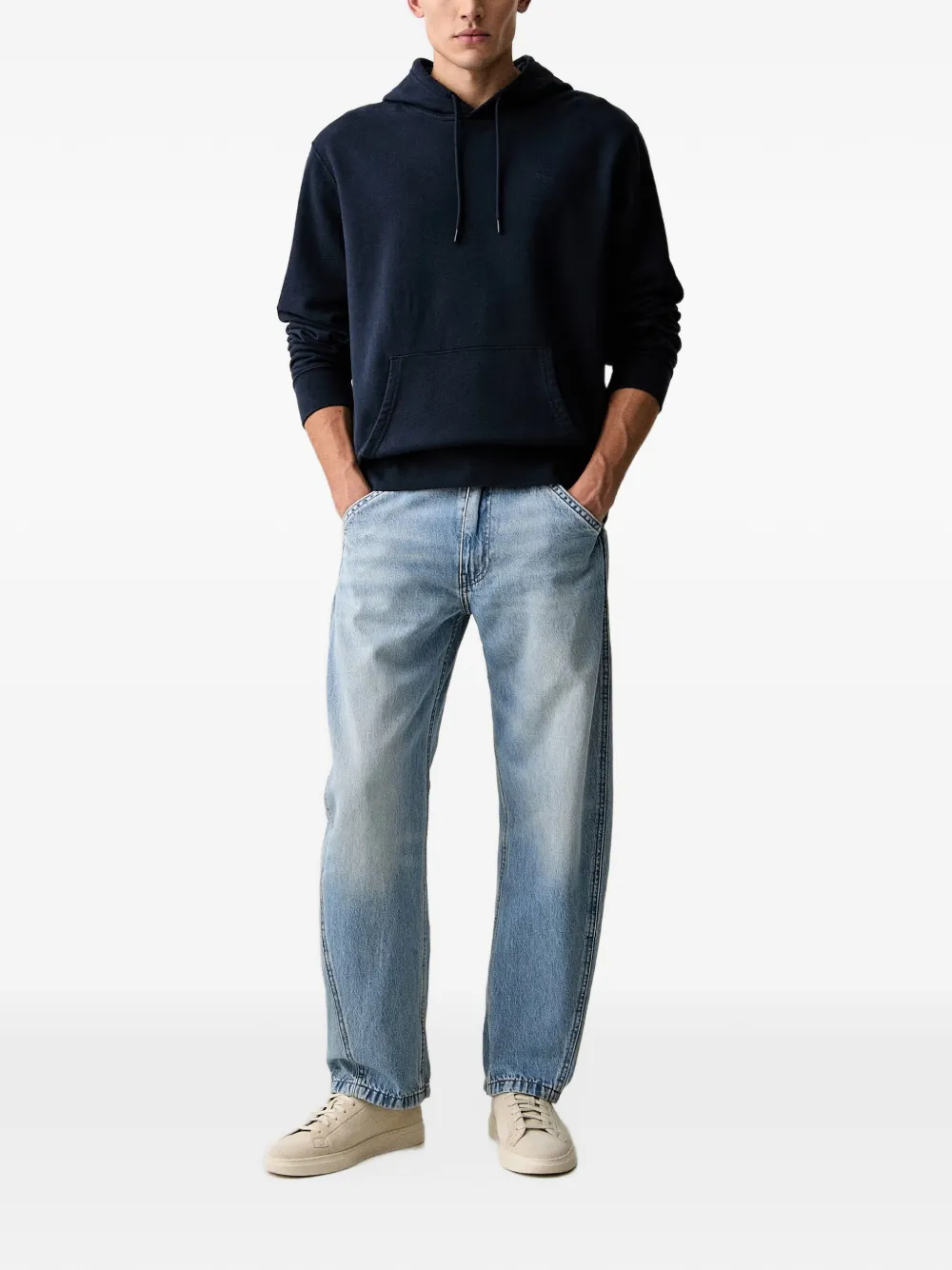 Levi's logo-embroidered drawstring hoodie Blauw