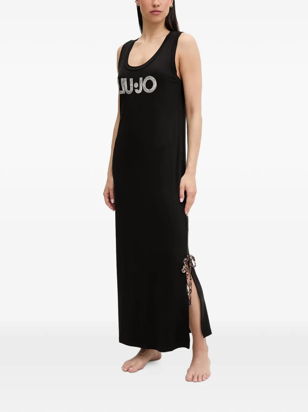LIU JO Lange jurk met maxi-logo Zwart