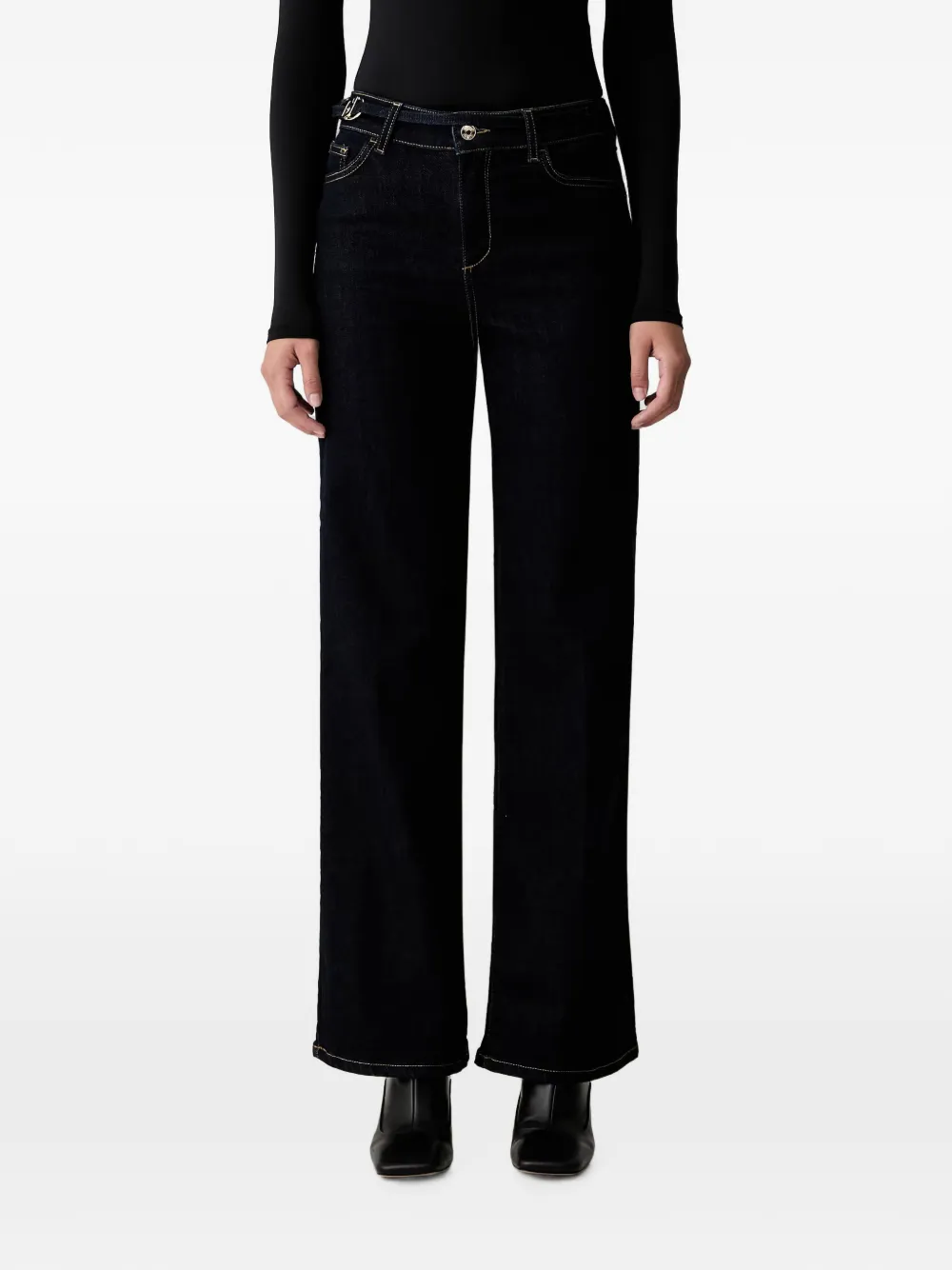 LIU JO logo-plaque wide-leg jeans - Blu